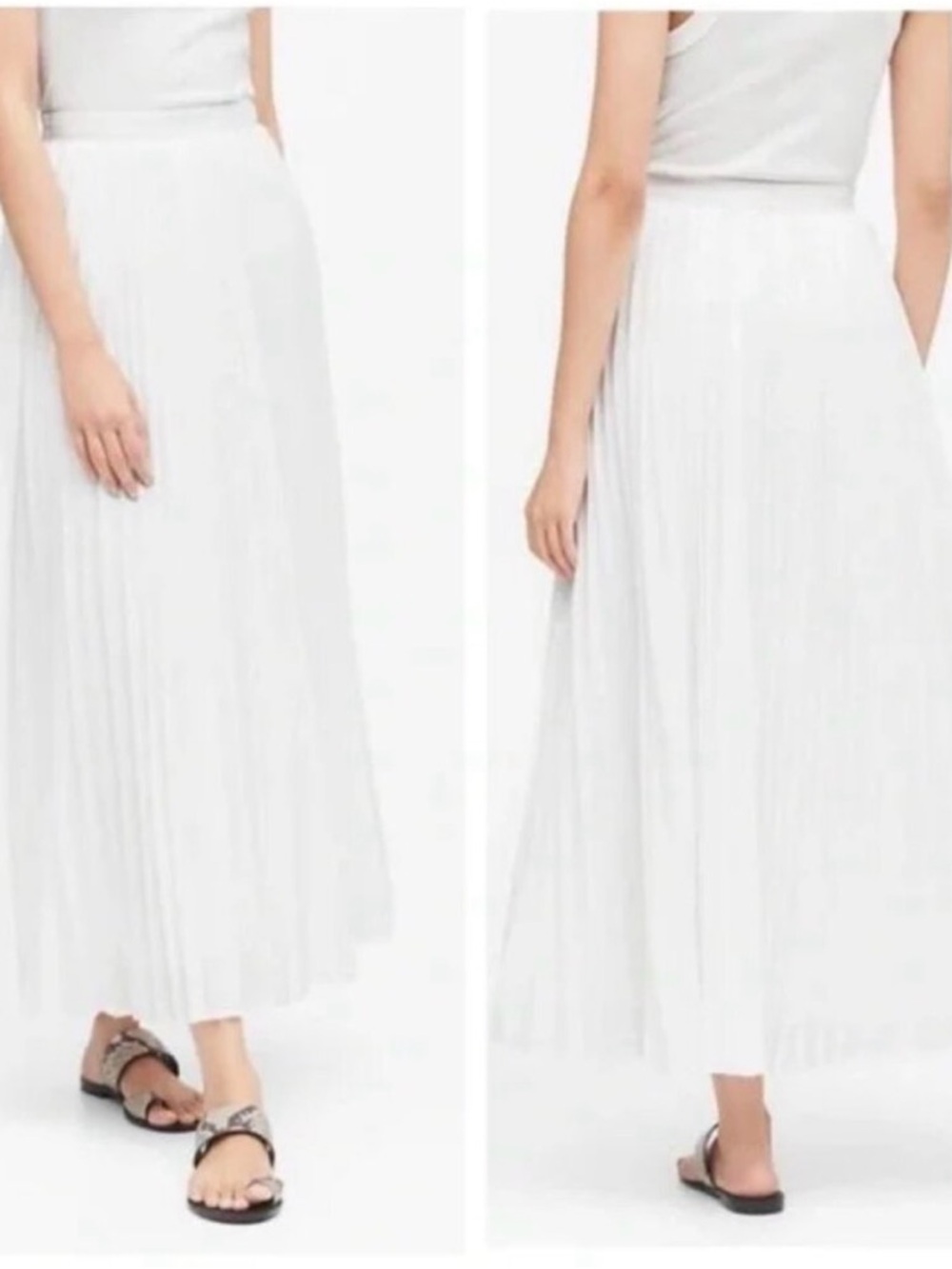 Banana Republic White Pleated Maxi Skirt Size 4